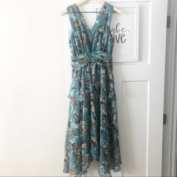 WALTER BAKER Lala Baby Blue Floral Midi Dress Sz Small NEW - Picture 7 of 15